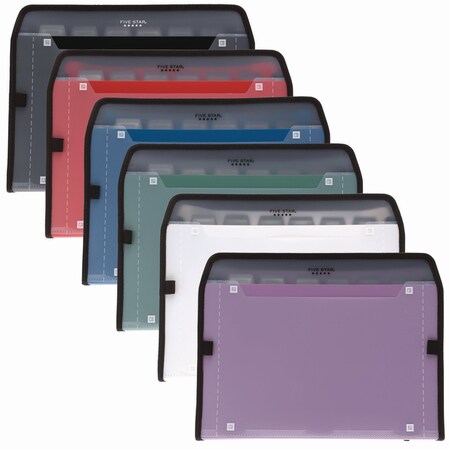 Five Star Expanding File, 7.5 in. Expansion, 7 Sections, Zipper Closure, Letter Size, Randomly Assorted Colors 350099